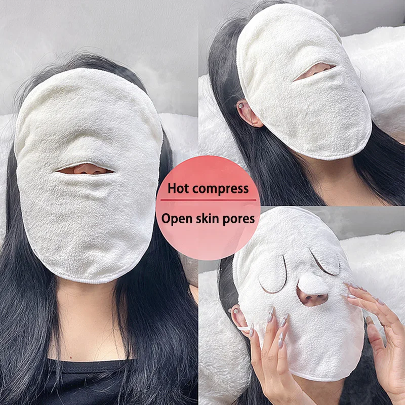 Mascarilla para el cuidado de la piel, toalla de compresión caliente de algodón, compresa húmeda, toalla facial al vapor, abre la piel, limpieza de poros, compresa caliente