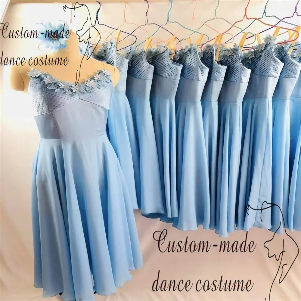 チャイコフスキー レディース バリエーション バレエ スカート、スカイブルー、ピーチピンク、ホワイト、二重ロングシフォンスカート