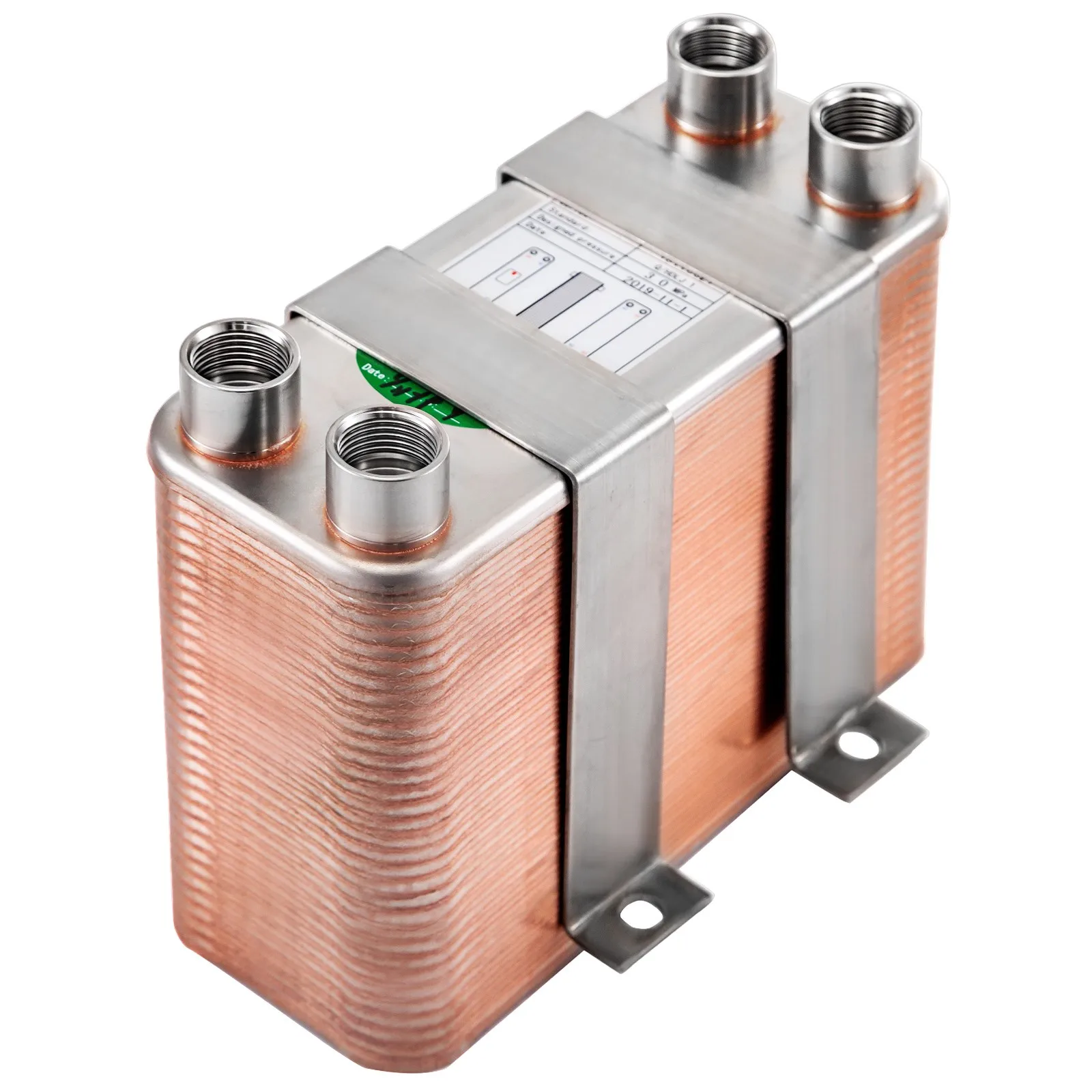 Brazed plate heat exchanger 304 60 plate 3x7.5 inch 1/2 BSP FPT 3.0 MPa High safety for hydraulic heating and beer wort coolers