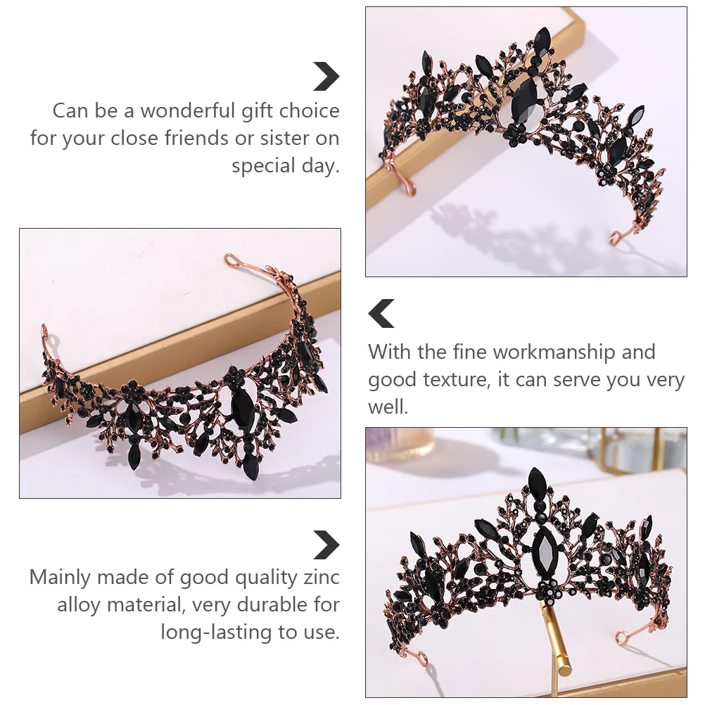 1 قطعة الباروك الأسود الزفاف العروس الشعر ديكور الزفاف غطاء الرأس النساء رئيس تيارا تاج حفلة تاج صور الدعامة اكسسوارات للشعر