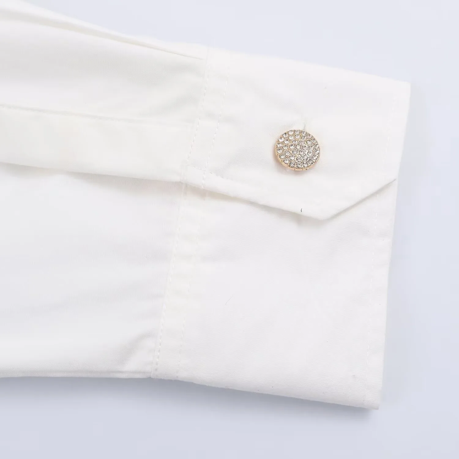 Women's Casual Shirt Autumn Winter Office Fashion Jewel Buttons Long Sleeve Collared Top Elegant Bow Decoration Blouse