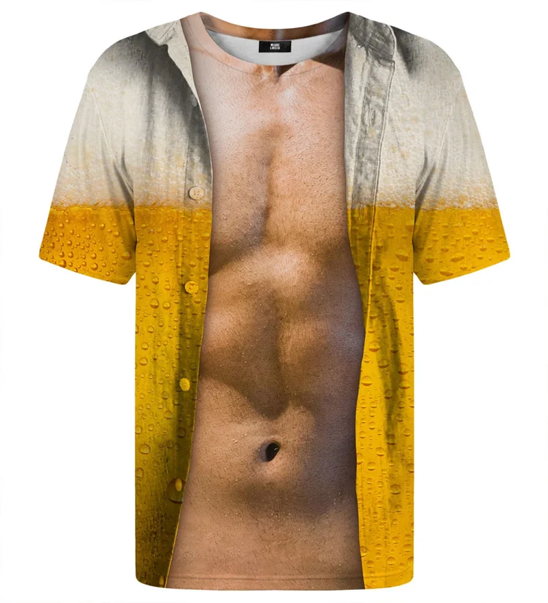 Camiseta de Cosplay amante de la cerveza para hombre, ropa divertida de Humor, camisetas de manga corta, moda Harajuku, camiseta de tendencia de fiesta con patrón de dibujos animados