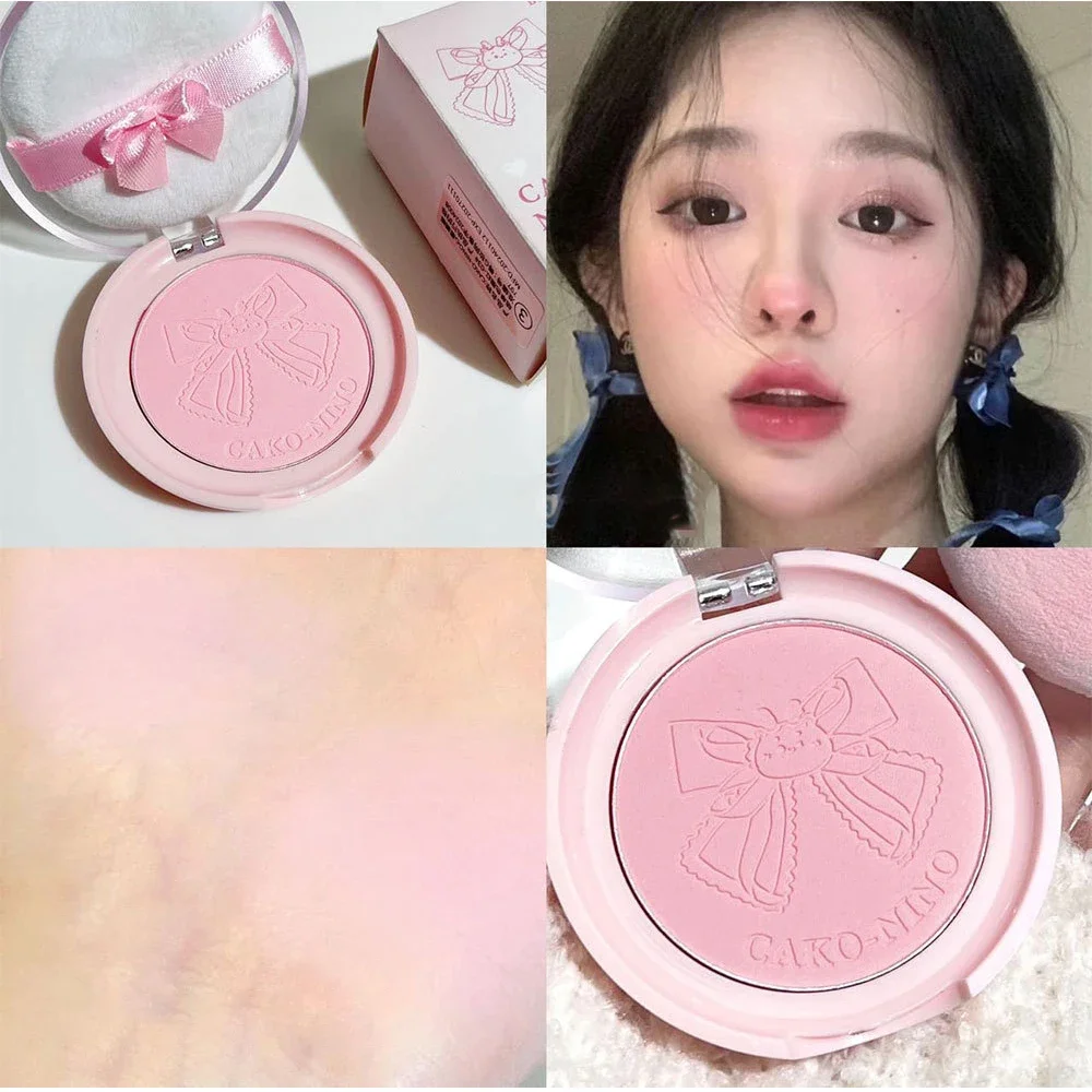 Blush facial impermeável para feminino, tonalidade de bochecha fosca, clarear bochecha, contorno cosméticos, pó de blush macio