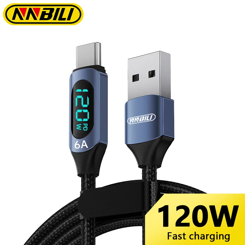 �y�Z�[�����zNNBILI 120W USB Type C �P�[�u�� 6A LED�f�W�^���f�B�X�v���C���� �����f�[�^�]��/�[�d�P�[�u�� Xiaomi POCO Huawei USB C �[�d��Ή� 1m 1.5m 2m