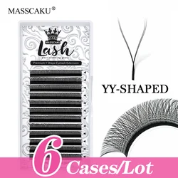 MASSCAKU 6case/lot Hot sale lashes yy shape premade fans eyelash extensions volume cilios individual yy lashes Maquiagem cilios