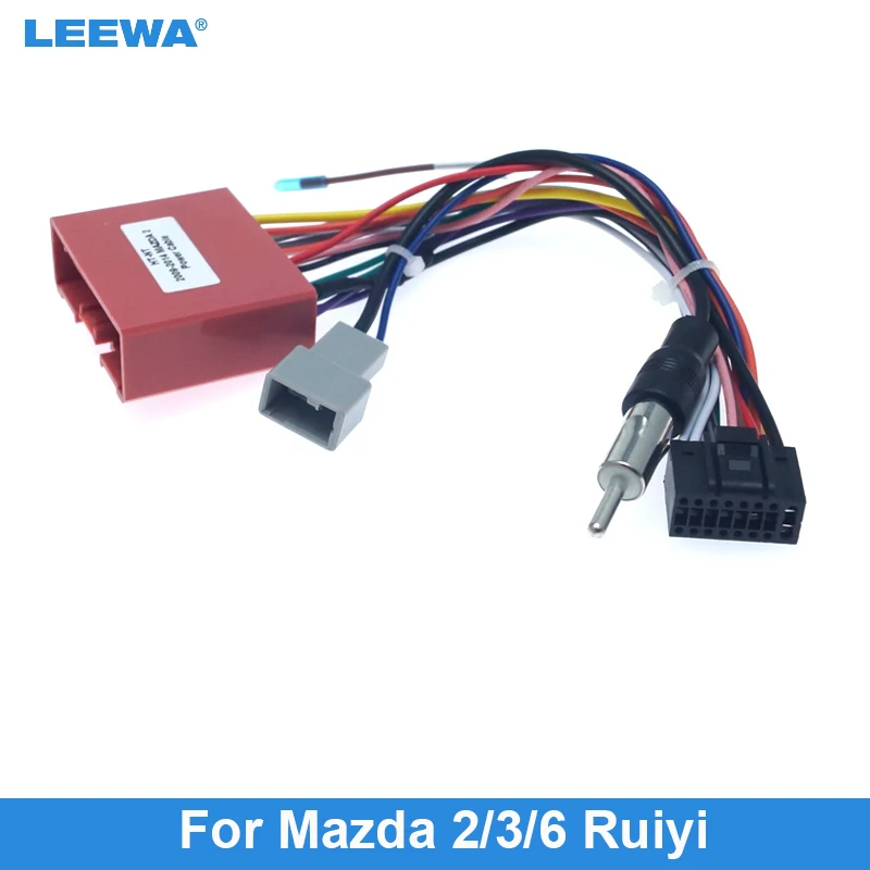 

LEEWA Car Navi Radio 16PIN Adaptor Power Cable For Mazda 2/3/6 Ruiyi Audio Stereo 16Pin Wiring Harness #CT4239