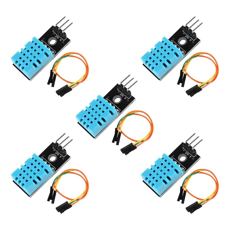 

5Pcs Temperature Humidity Sensor Module Digital Temperature Humidity Sensor 3.3V-5V With Wires