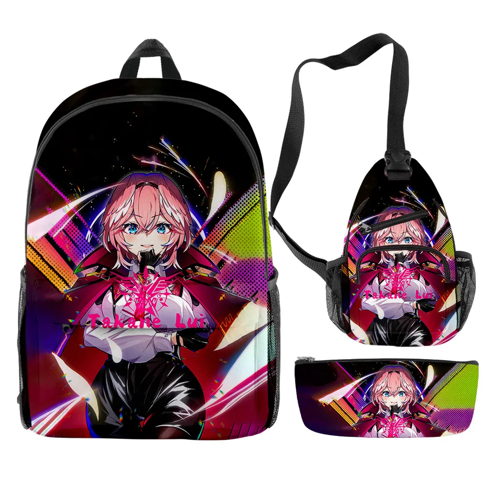 

Trendy Youthful Takane Lui Virtual YouTuber 3pcs/Set Backpack 3D Print Bookbag Laptop Daypack Backpacks Chest Bags Pencil Case