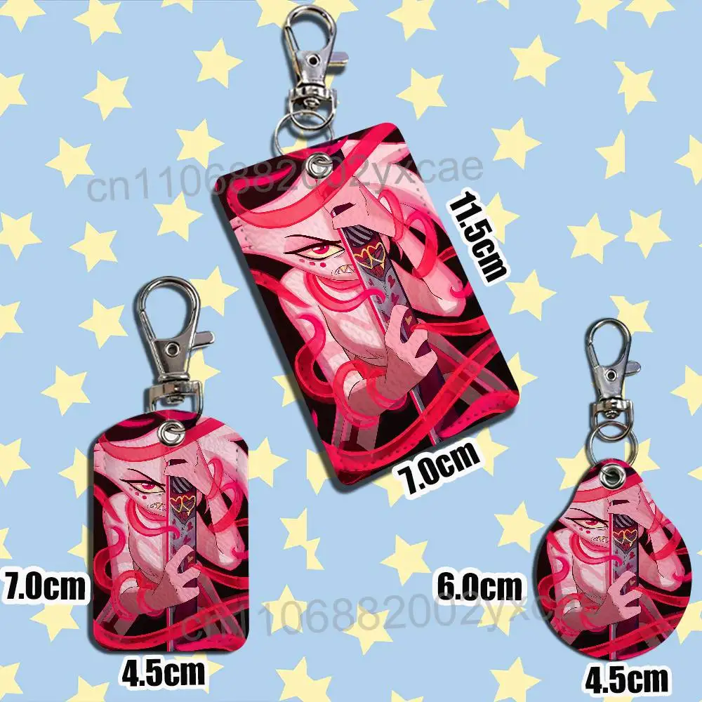 Angel Dust Alastor Hazbin Hotel Rectangle ID Card Case Keychain Access Card Bag Key Tag Ring Leather Card Holder Key Ring Access - view 6