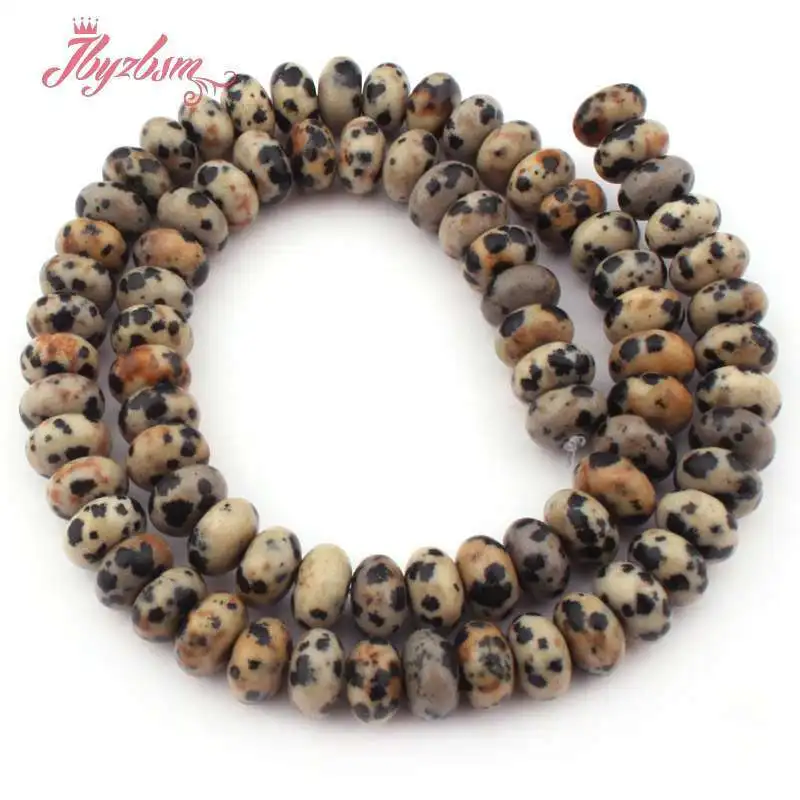 

Natural Dalmatian Jasper Rondelle Stone Beads Spacer Strand 15 Inches For Bracelet Jewelry Making DIY Loose Beads 3x6mm 4x8mm