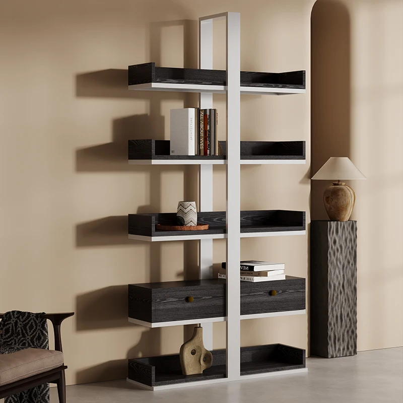 

Metal Stainless Steel Display Cabinet Italian Minimalist Whole Wall Bookcase Light Luxury Bookshelf