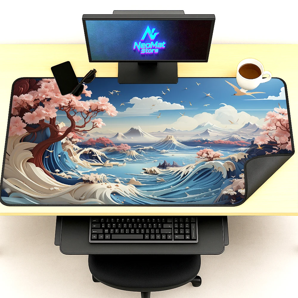 Blue Mouse Accessory Mouse Pad Sakura Mouse Mat Landscapes Japanese Mount Fuji Cherry Blossom Maus Pads Gaming Keyboard Support