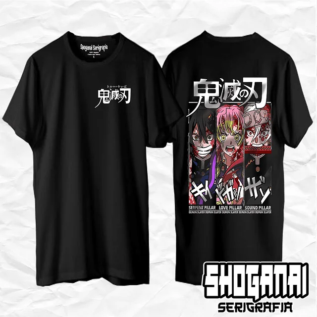 Obanai, Mitsuri y Uzui - Kimetsu No Yaiba Demon Slayer Unisex Anime T-Shirt 100% Cotton Manga Tee