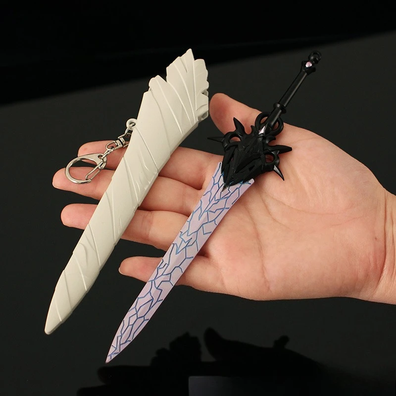 22cm/8.66in Doomsday Anime Peripheral Chtholly Seniorious Holy Sword with Sheathed Keychain Weapon Model Light Up Toy Decoration