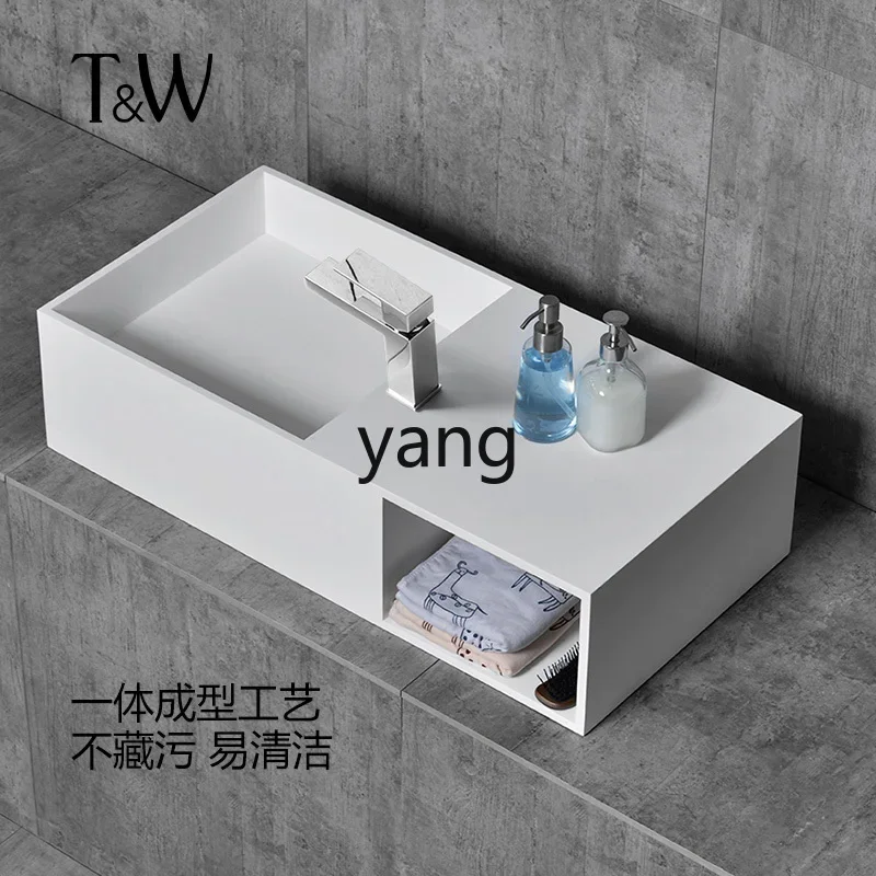 

LTT artificial stone hanging basin small bathroom wash basin household wall-mounted wash basin