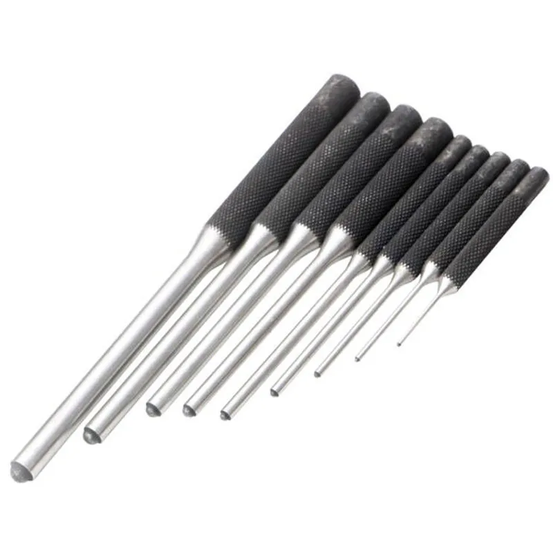 K50 9pcs Steel Round Head Pins Punch Set Adjuster Punch Hunting Remover Pin Punch Tools Accessories Remove Repair Chisel Tool