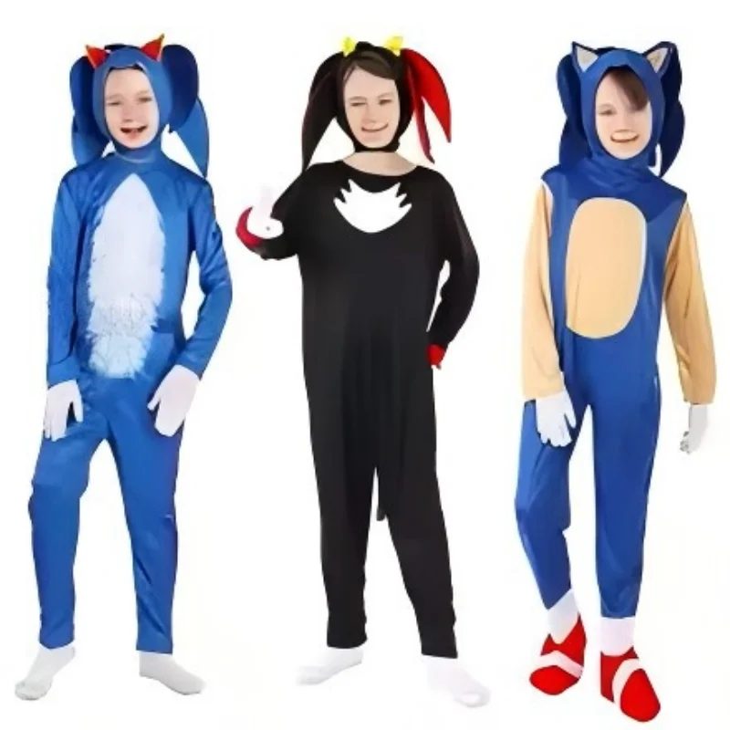 

Bandai Sonic Shadow Costume Halloween Cartoon Cosplay Suit Onesie Outfit Jumpsuit Pretend Play Gifts for BoysChild Kids