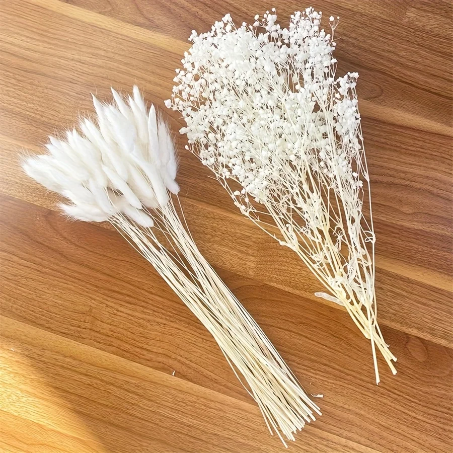 White Gypsophila Boho Pampas Grass Breath Bouquet Dried Flowers for Wedding Baby Shower Party Home Table Vase Garden Decoration