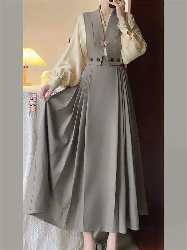 Korea Sets For Women 3 Pieces Elegant Cardign Suit Vest Coat Vintage Dress Sets Luxury Two Piece Set Women Outfit Autumer