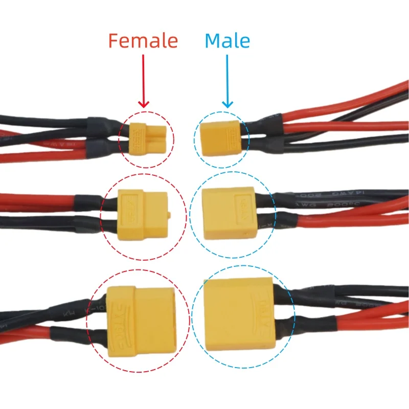 XT30 XT60 XT90 Paralleler Batterieanschluss Silikondraht Stecker/Buchse Dual Extension Y Splitter 100 mm für Batterieladegerät Motor – Detail 4