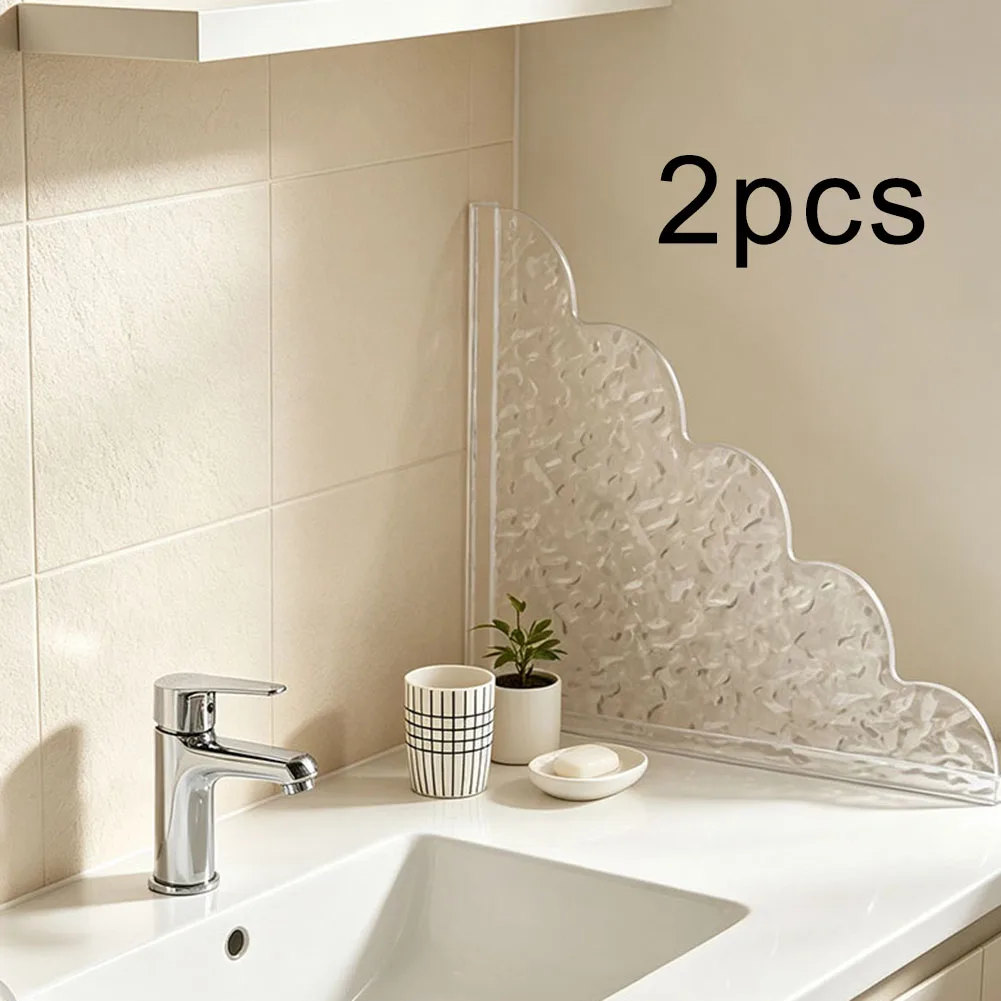 Waterproof Shower Spatter Guard 22x19cm 2 Piece Set Self-Stick Corner Protector for Acrylic Shower Enclosures and Tubs