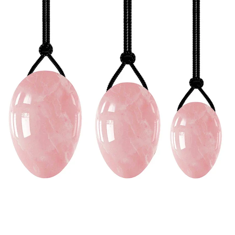 3Pcs/Set Natural Rose Quartz Yoni Egg Maasager Set Women Kegel Exercise Jade Egg Muscle Tightening Massage Egg With Box
