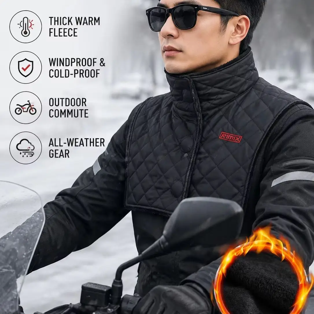 Outdoor Warm Neck Cover Double Layer Thickened Windproof Neck Protector With Hook And Loop For Motorbike Bicycle Cold Weather