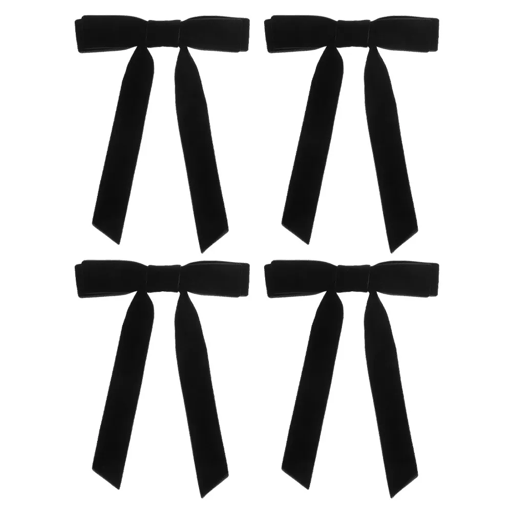 

Набор из 4 заколок для волос с длинными велюровыми бантиками для женщин и девочек: элегантные, мягкие и удобные аксессуары для волос