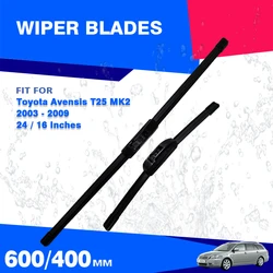 For Toyota Avensis T25 2003 - 2009 MK2 Front Rear Windshield Wiper Blades Set Washer Brushes Windscreen 2004 2005 2006 2007 2008