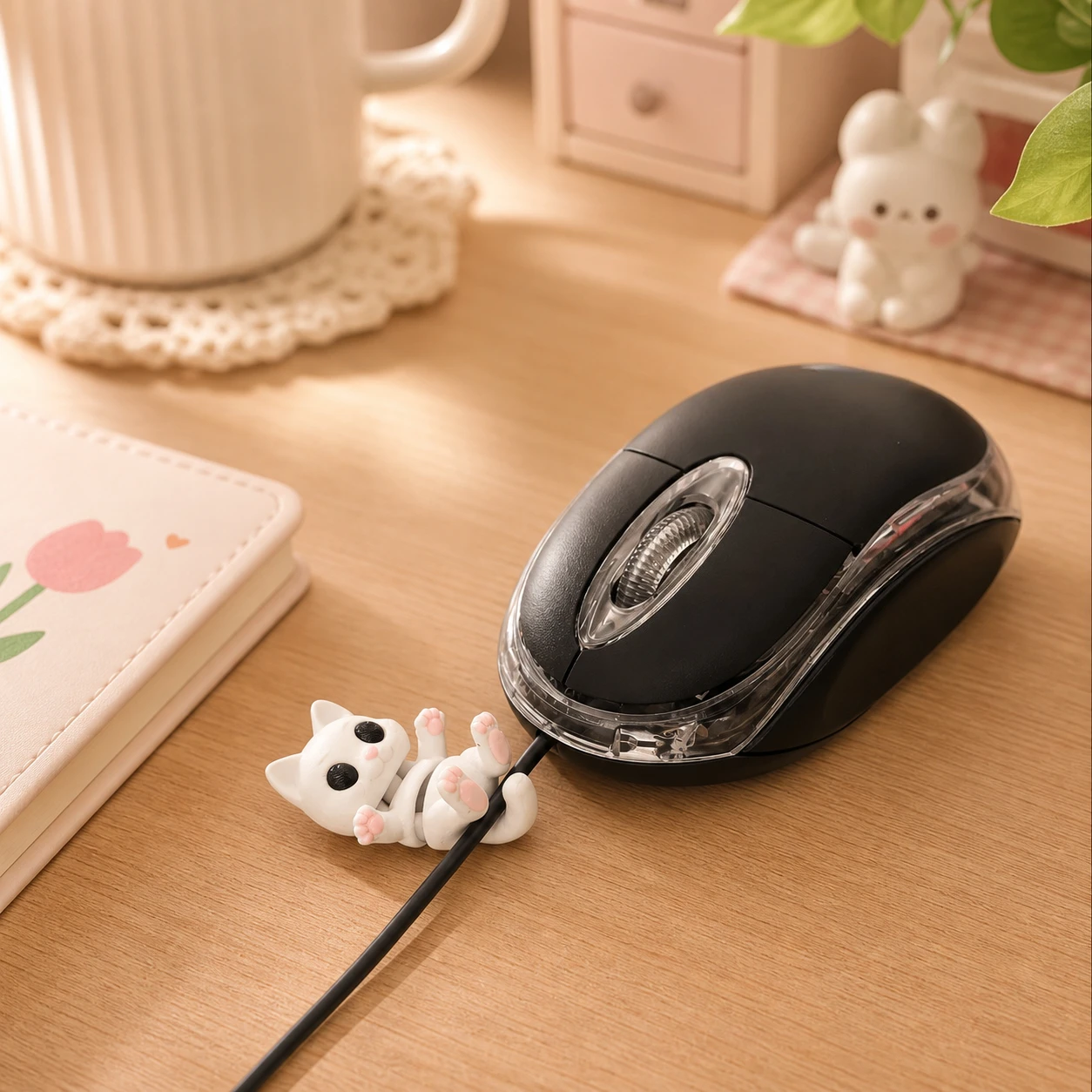 Cute Movable Joint Mini Cat Cord Storage Clip 1 or 3 Pack 3D Printed Desktop Cable Decor Charm Present