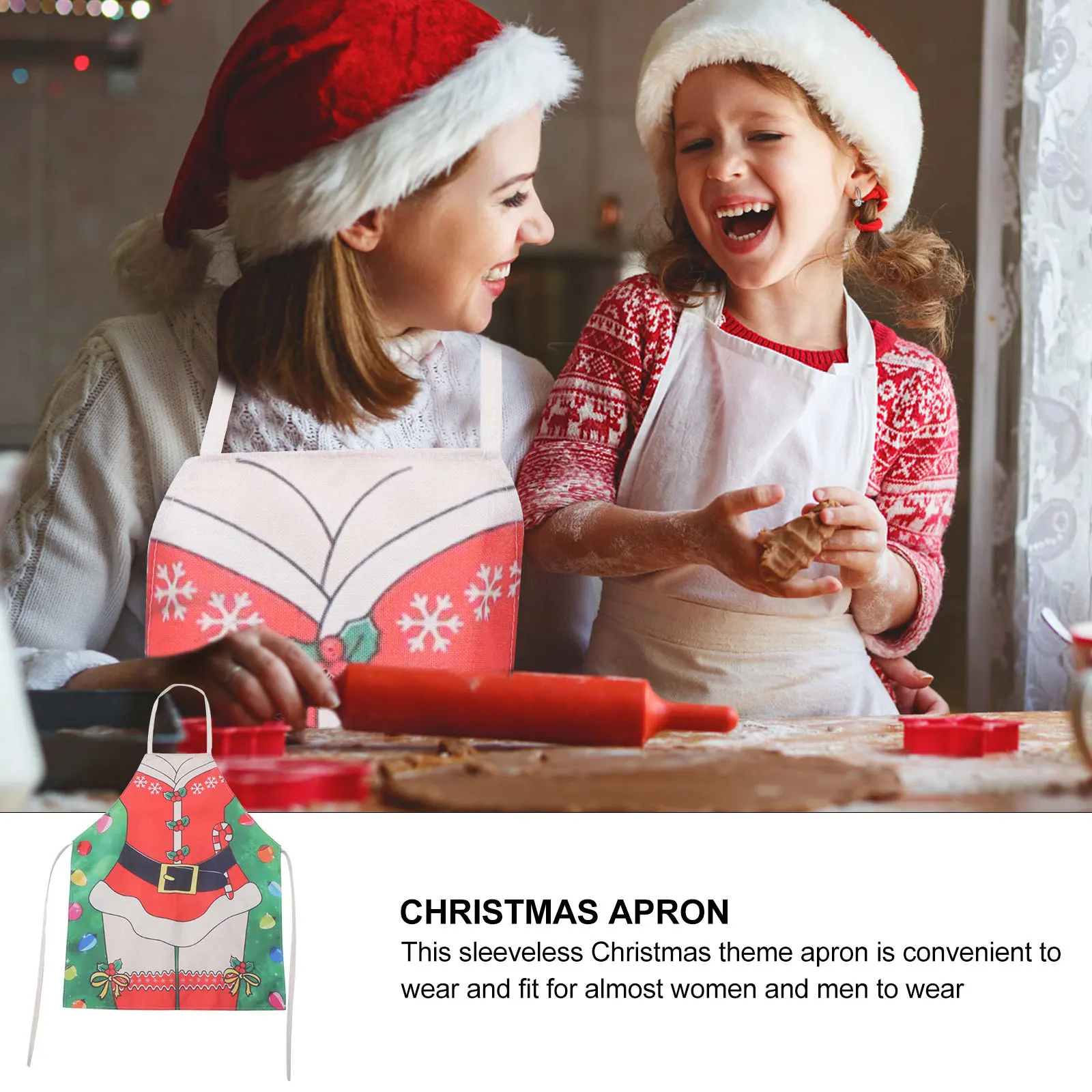 

2Pcs Christmas Design Aprons Soft Polyester Barber Shop Hairdressing Salon Supplies Sleeveless Apron Apron