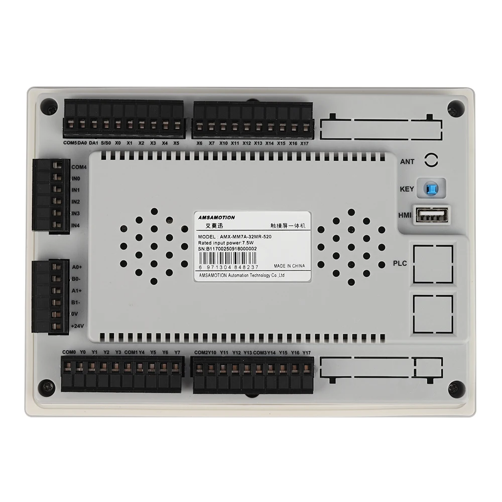 New 7'' Inch HMI PLC All-in-1 Machine Compatible FX3U 16DI 16DO 5AI 2AO PT100 Controller Touch Screen Panel GX RS485 MCGS