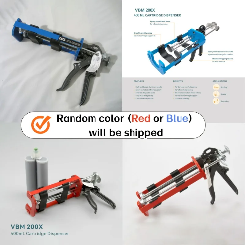 COX-2 VBM 200X 2-Component Manual Bead 400mL Cartridges Pressure Industrial Caulking Gun ---Random color Shipped (Red /Blue)
