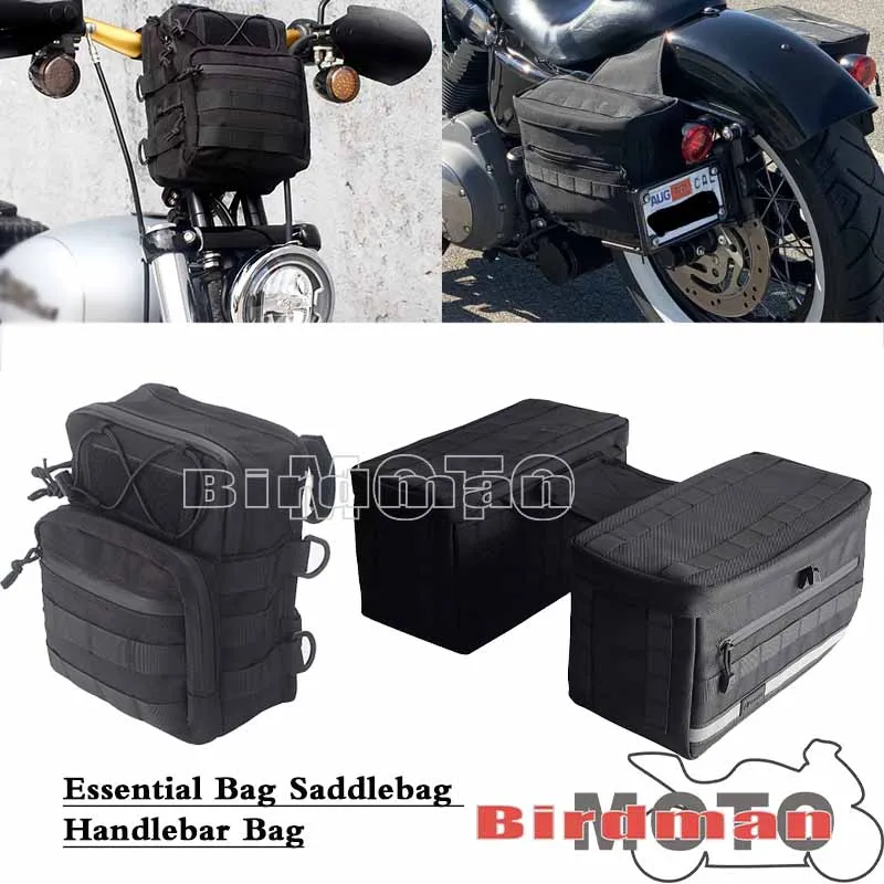 

Motorcycle Bag Saddle Bags 1680 Denier Ballistic Nylon For Harley Sportster XL883 XL1200 Street Bob Club Style Handlebar Bag