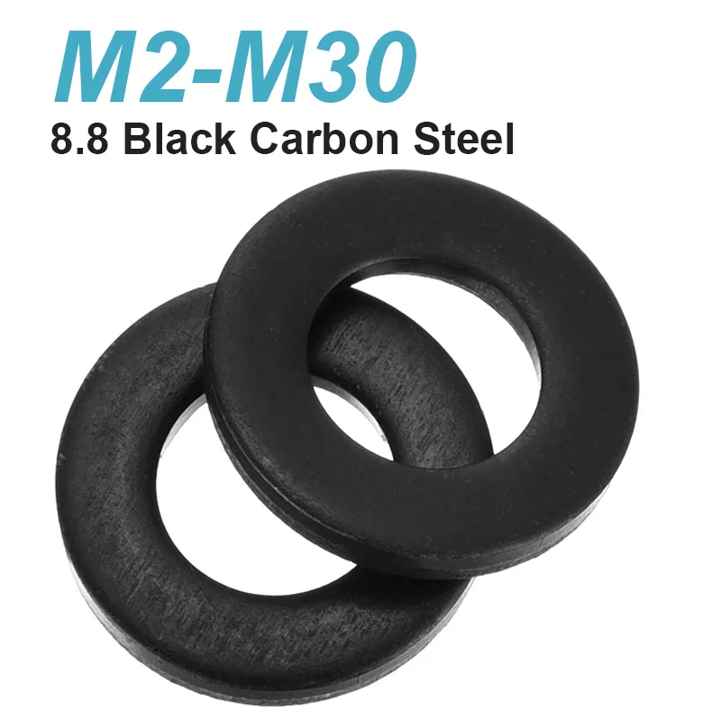 1~50Pcs  8.8 Grade Black Carbon Steel Large Size Oversize Big Wider Flat Washer Plain Gasket M2 M3 M4 M5 M6 M8 M10 M12~M30