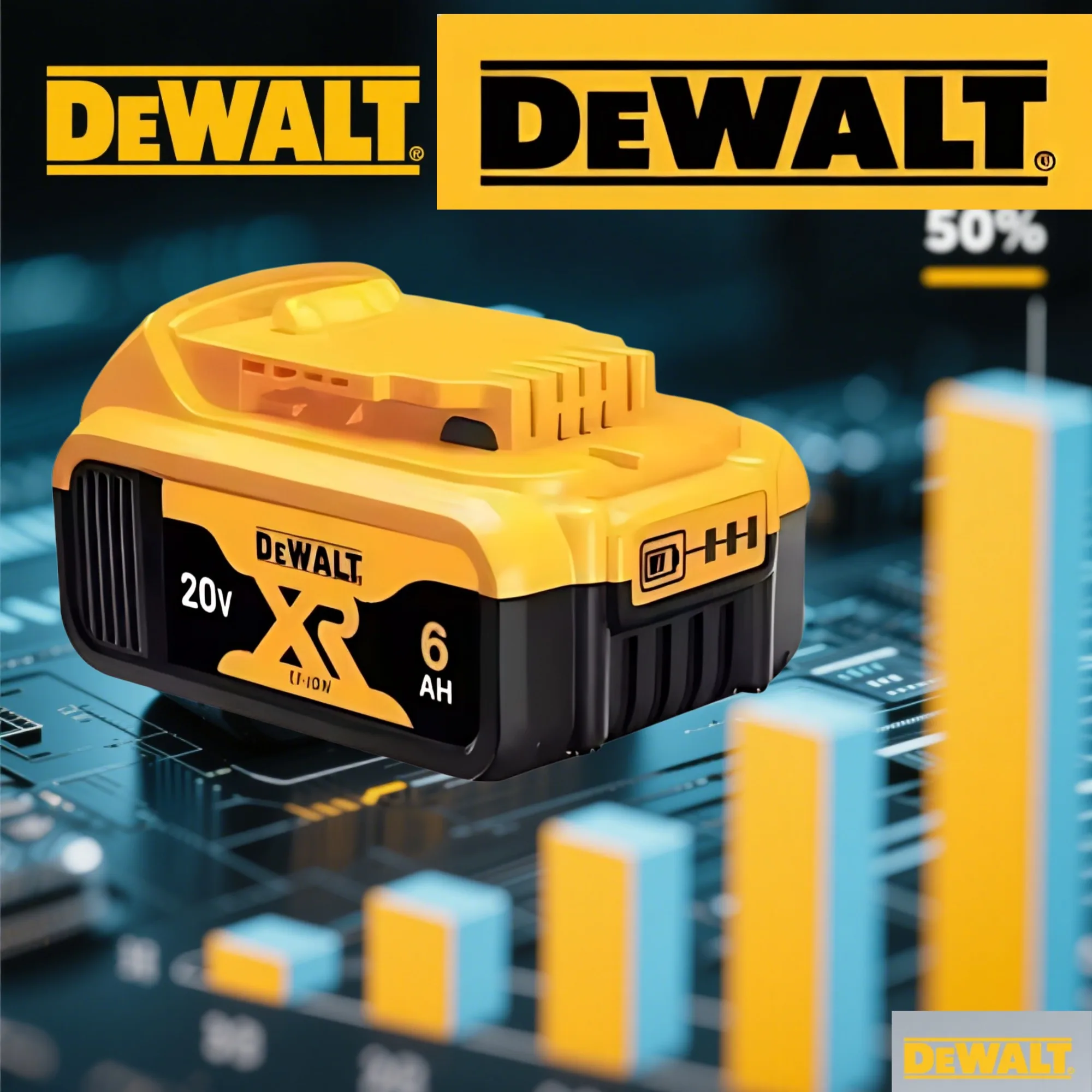 

DEWALT18V Battery 6000Ah Original Rechargeable Battery for Power Tools DCB201 DCB205 DCB206 DCB200 20V 6Ah MAX flexvolt Battery