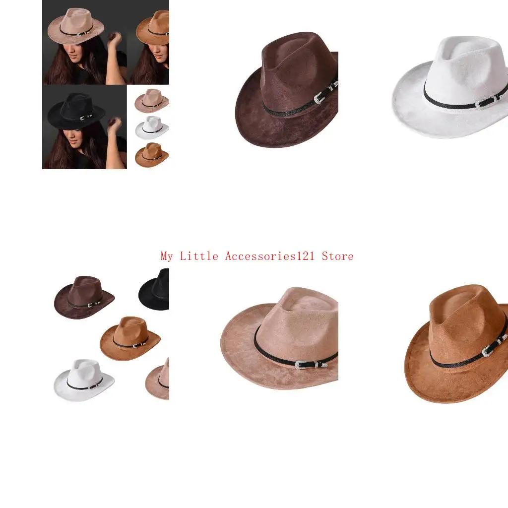 

Panama Hat Headwear Decorative Unique Silver Buckles Headwear Photo Props