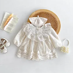 MILANCEL Autumn Baby Girls Bodysuit 0-24M Infant Sweet Lace Floral Princess Dress Girls One Piece Clothes 1st Birthday Clothing