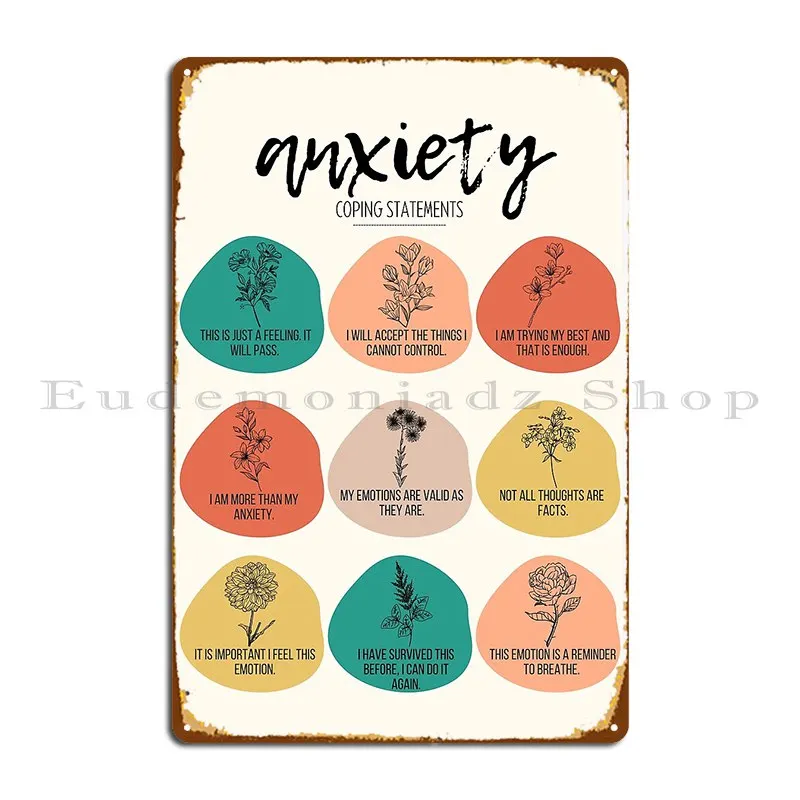 Anxiety Coping Skill Statements For Mental Health Metal Plaque Poster Plaques Cinema Party Create Customize Tin Sign Poster