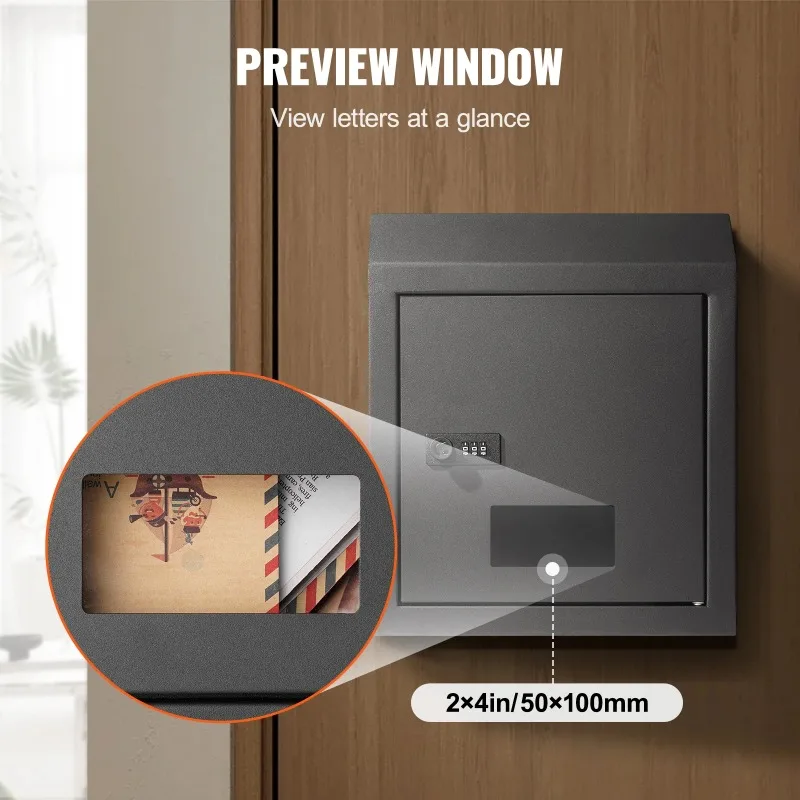 Through The Door Key Drop Box Heavy Duty Steel Plate Through the Door Mailbox with 12