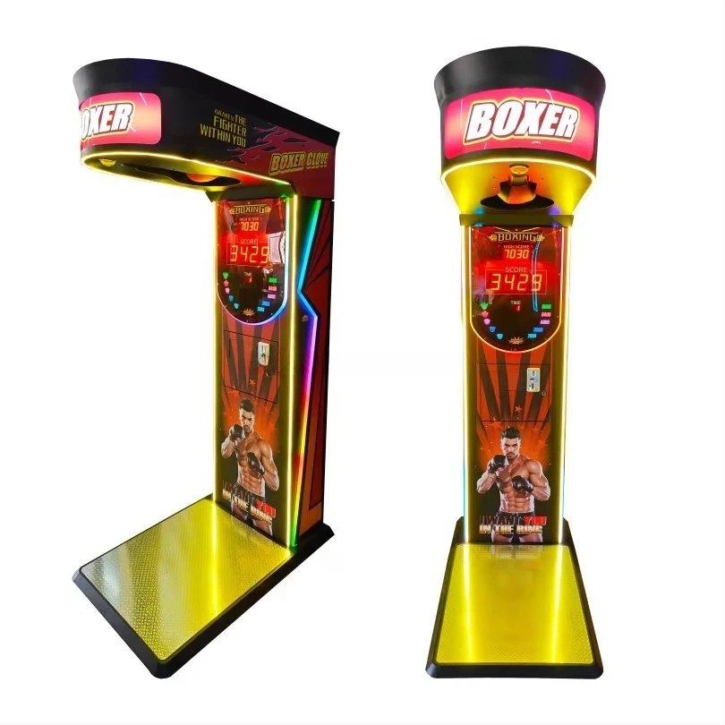 Coin-Operated Boxing Arcade Machine, Ultimate Big Punch Game, Sport Style Metal Construction, US Plug, Amusement Equipment