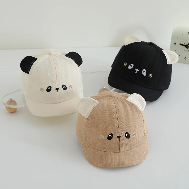 

Cute Bear Peaked Hat Children Cartoon Duck Tongue Cap Cotton Breathable Infant Baseball Cap 4-12Month Newborn Outdoor Sun Visors