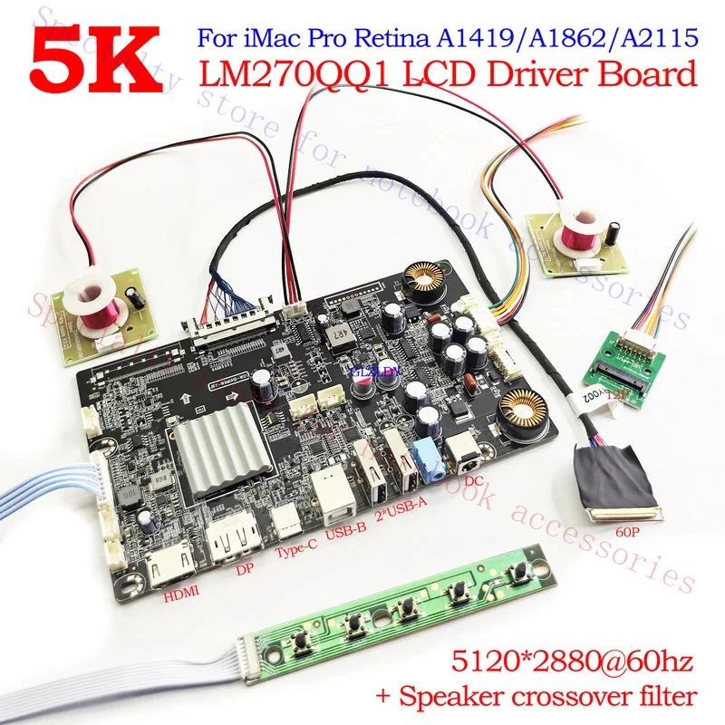 For 27'' iMac 5120x2880@60Hz A1862 A2115 5K LCD Controller DP Type-c Driver Board DIY Monitor+ Speaker Crossover For LM270QQ1