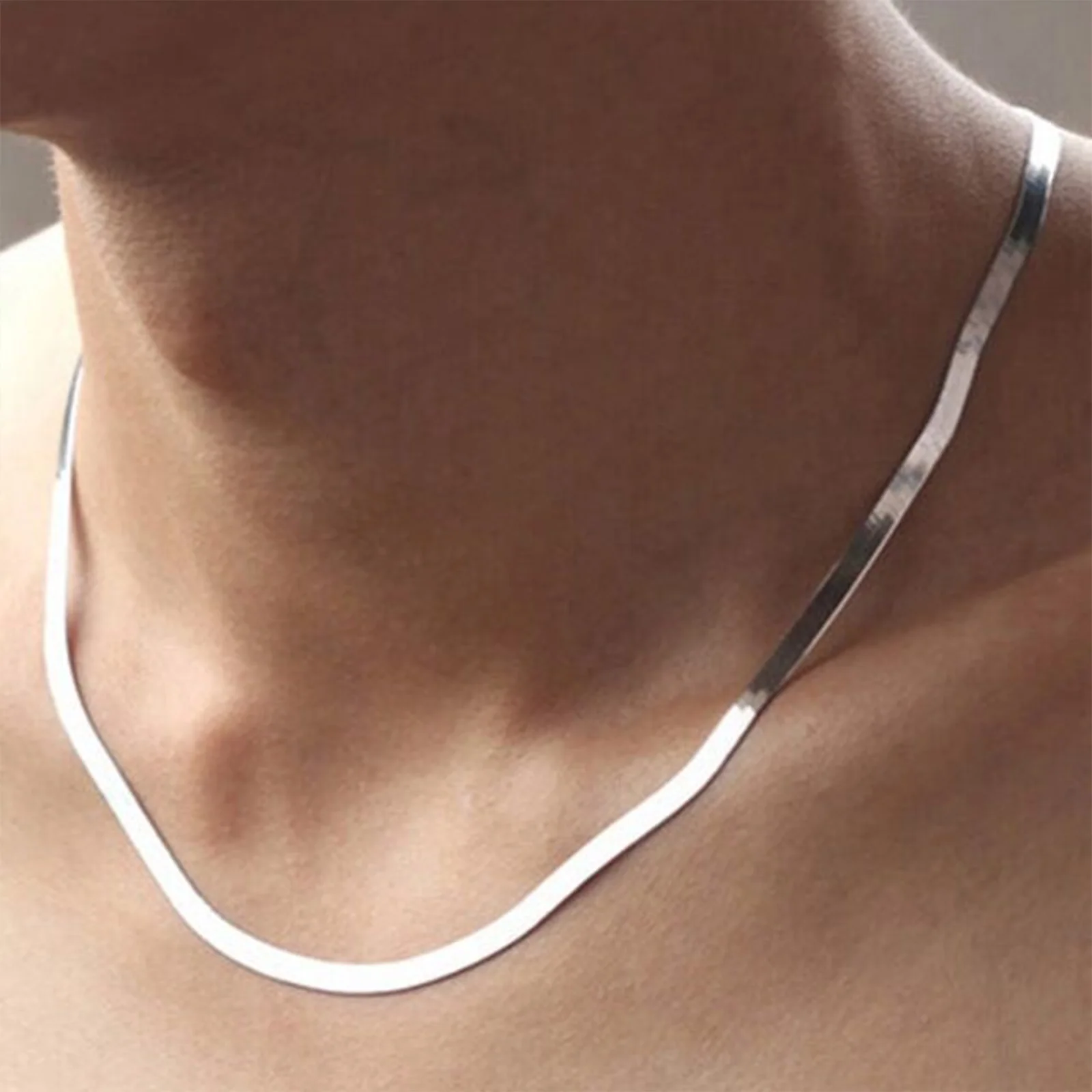 Snake bone blade chain bracelet necklace, vintage, simple, high-end, versatile, commuting, basic, cold style,collarbone necklace