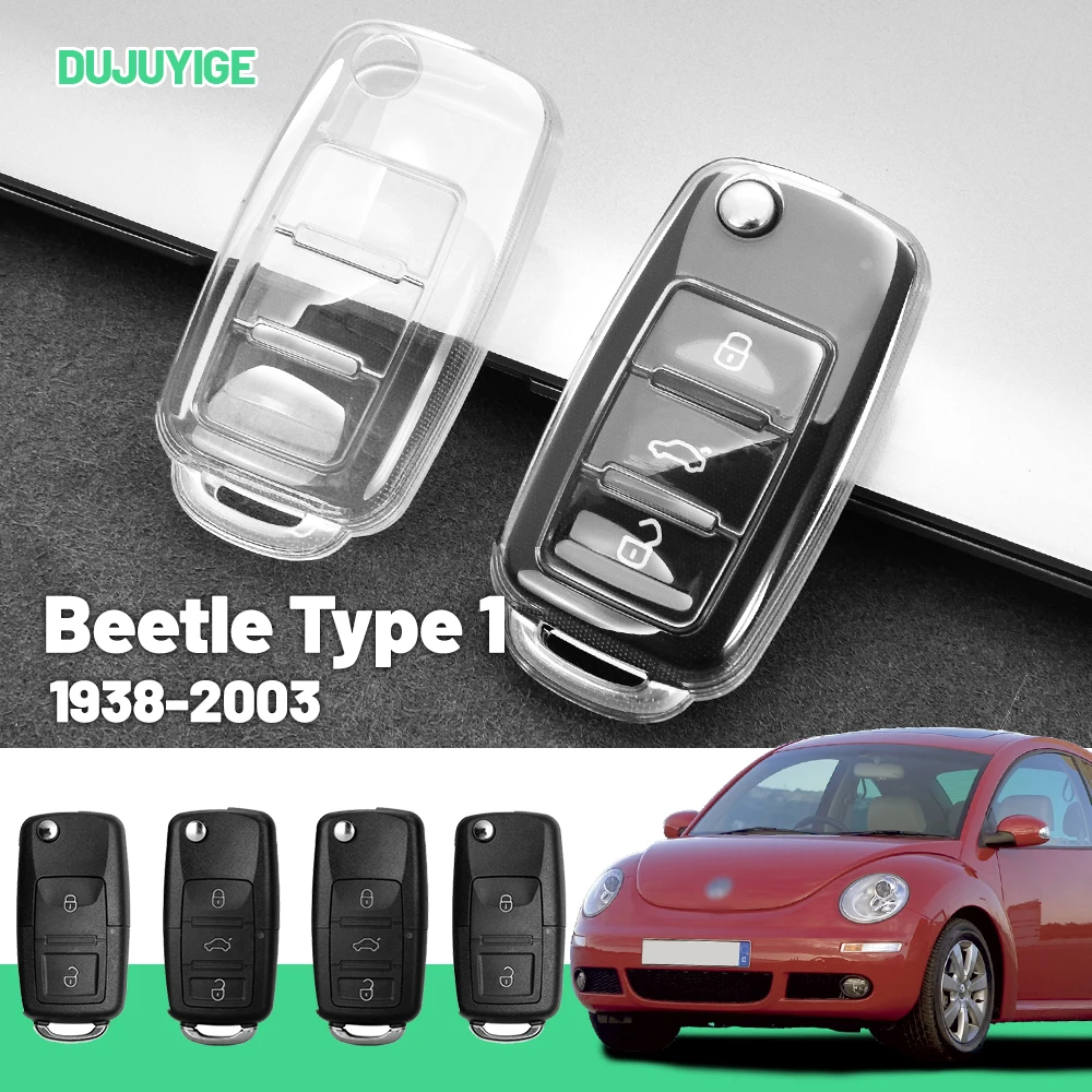Clear TPU Car Key Case For VW Beetle Type 1 1938-2003 Key Fob Cover Protector Shell Auto Accessories 1998 1999 2000 2001 2002