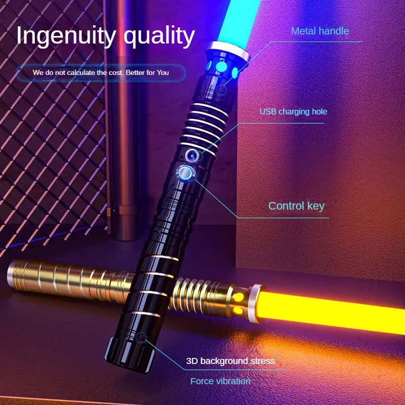 Metal Laser Sword Toys para crianças, RGB Light Saber, 7 Color Change, Soundfonts Force FX, FOC Blaster, Jedi Laser Sword Gift