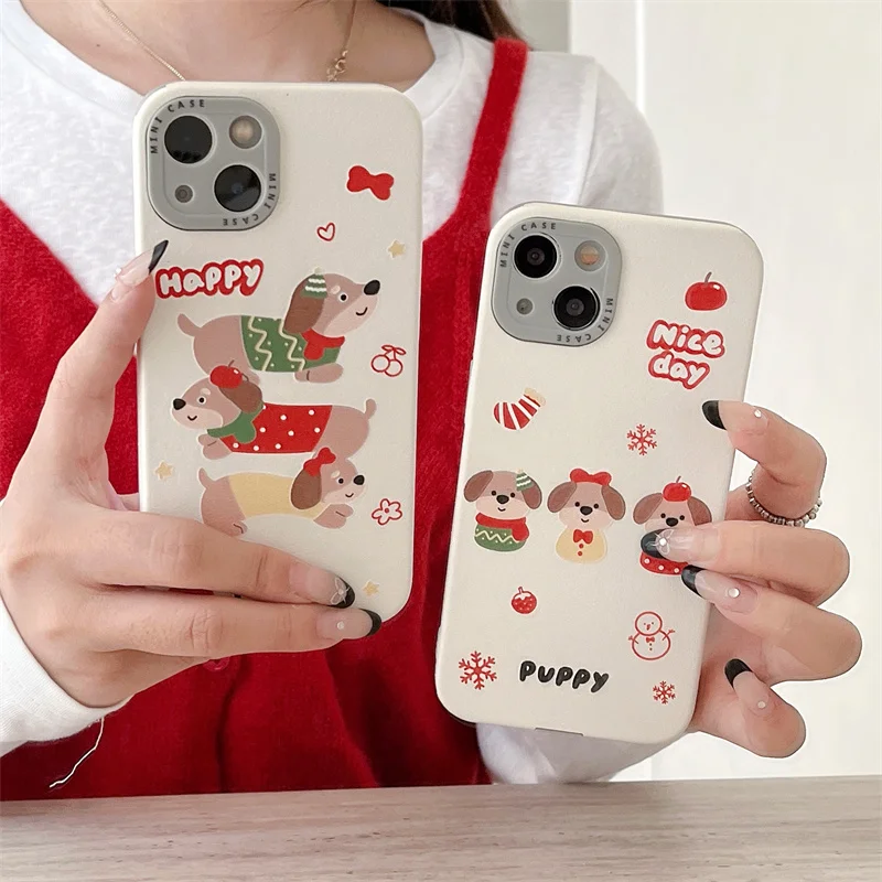 

Personality Cute Christmas dog Phone Case For iPhone 16 15 Pro 13 14 Pro Max Cover Shockproof Silicone Protective Cases For 16