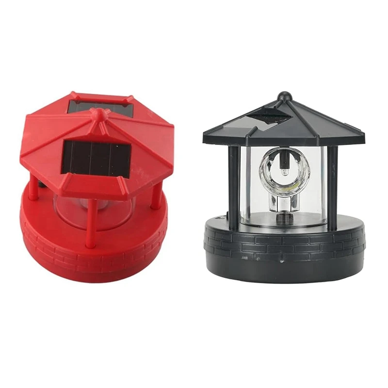 LED Solar Powered Lighthouse,360 Degree Rotating Lamp LED Solar Lighthouse Landscape Path Lights Garden Outdoor Decor