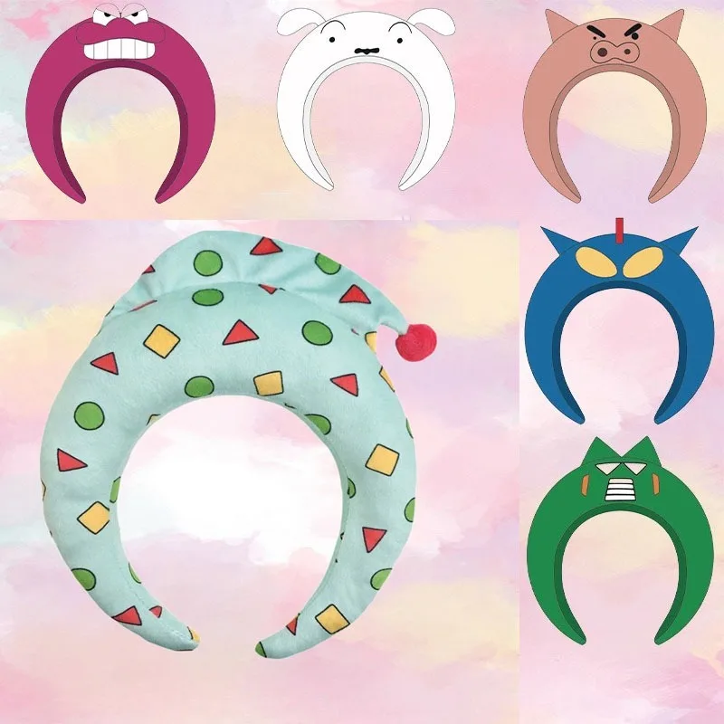 

New Kawaii Cartoon Crayon Shinchan Figure Headband Shinchan Nohara Shiro Action Kamen Hair Decorations Hairpin Ornament Gifts