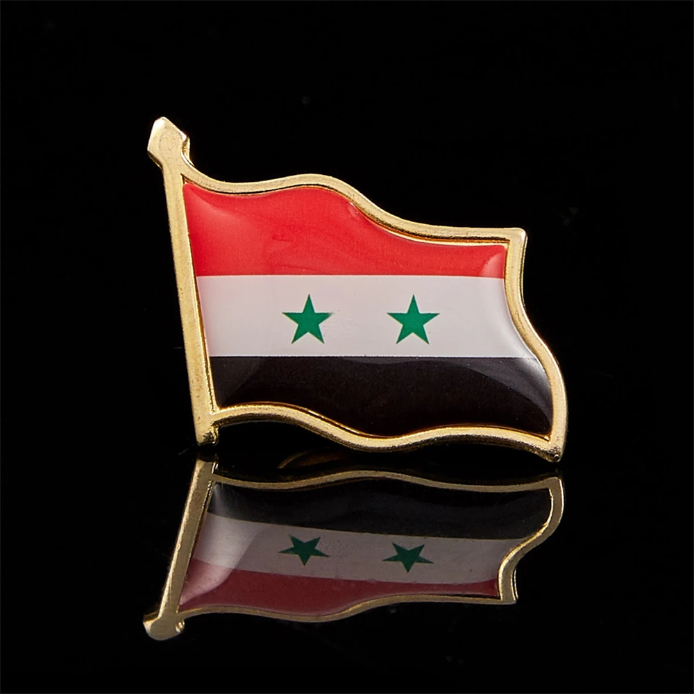 Syria Patriotism National Flag Lapel Pins Metal Plated Patriotism Safety Pins Badge Brooch